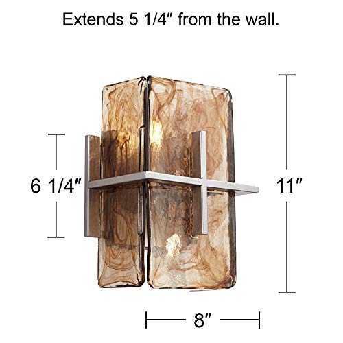 Franklin Iron Works Industrial Rustic Wall Light Sconce Pewter Silver 8" Fixture Bronze Gold Art Glass Shade For Bedroom Bedside Bathroom Vanity Living Room Hallway Dining House Home Kitchen #TOP6