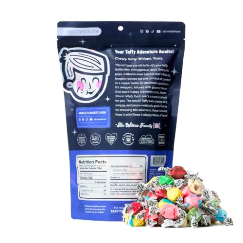 Taffy Shop Build A Mix, Choose up to Six Flavors-Salt Water Taffy – Assorted Gourmet Soft Chewy Candy, Variety Pack, Bulk Sweet Snack, Fresh Gift & Gluten-Free, 140 Individually Wrapped Pieces (32oz)