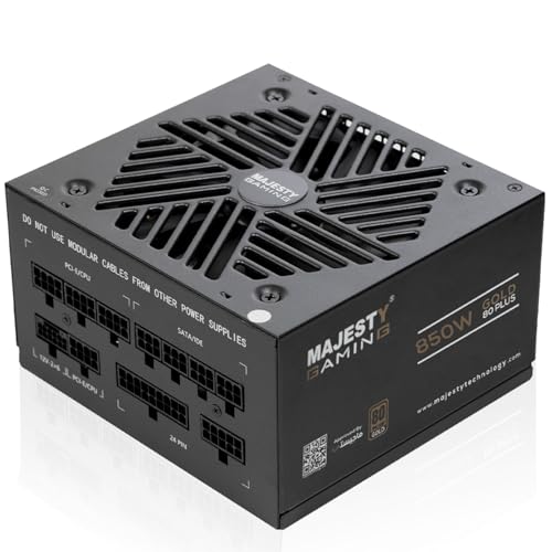 Majesty 850W Gold Power Supply Supports RTX 50 Fully Modular Low Noise - ATX 3.1 & PCIe 5.1 Compatible - 105 Japanese Capacitors - 80+GOLD Efficiency - Standby Support - 10 Year Warranty