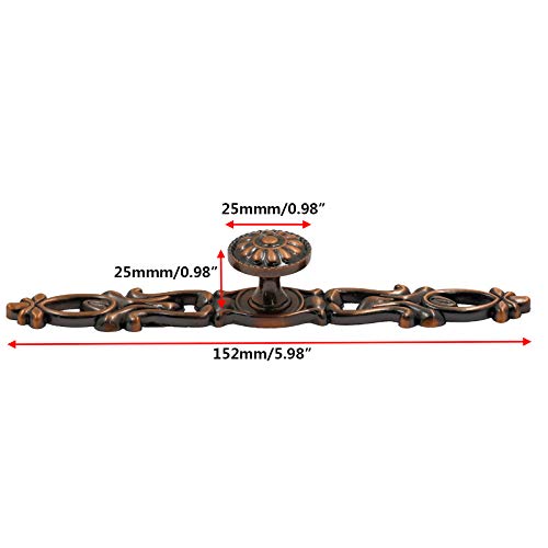 Mecion 5Pcs 6" Antique Copper Cabinet Knobs With Plate, Decorative Farmhouse Drawer Dresser Door Pulls Handle Antique Copper #TOP1