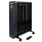 Oil Filled Radiator 11 Fins 2500W, Portable Electric Heater on Wheels with 3 Heat Settings 24H Timer Overheat Protection TOUGH MASTER (2.5KW, 11 Fins with LED Screen)