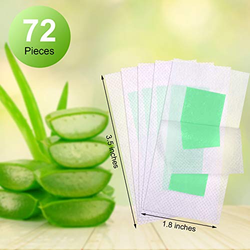 72 Pieces Wax Strips Hair Remover Wax Strip At Home Waxing Kit For Arms, Legs, Underarm Hair, Eyebrow, Bikini, Brazilian Hair Removal With 4 Calming Oil Wipes For Woman Girls #TOP1