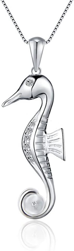 Sterling Silver CZ Seahorse Bail Pin Pendant Fitting for Pearl Jewelry, Design Pendant Mount for Women DIY Jewelry Making
