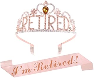 Qaziuy Retirement Crown and Sash Kit,Retirement Sash & Metal Rhinestone Tiara for Retirement Party, Events, Party Supplies, Gifts and Decorations