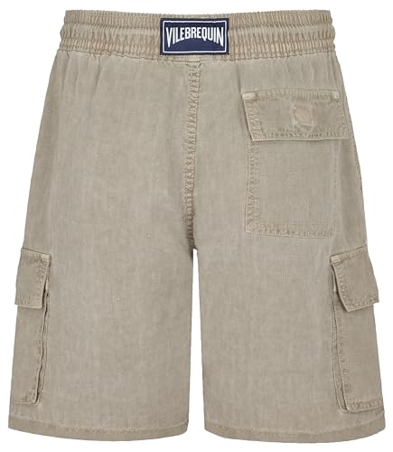 Men Linen Bermuda Shorts Mineral Dye Eucalyptus,Eucalyptus,S — view 2