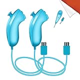 ★【2 Stück Packung】: 2-er Ersatz Nunchuk Controller für Nintendo Wii U-Beschränkungen, 3-Achs-Motion-Sensing, Bescheid über die Tasten 