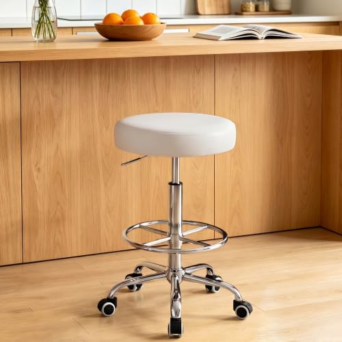 VECELO Home Office Desk Chair, Height Adjustable Cross Chair with Swivel Wheels, PU Rolling Task Seating for Living Room, Bedroom, Office, Study, White-1PC by VECELO - Used condition - US$42.54