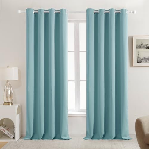 Image of Deconovo Blackout Curtain, 52x84 Inch, Light Blue
