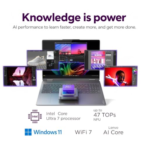Image of Lenovo Yoga 7i 2-in-1 Business Laptop (16 inch FHD+ Touchscreen, Intel Ultra 7 256V, 16GB 8533 MT /s DDR5, 512GB SSD), 2x Thunderbolt 4, Numeric Keypad, Wi-Fi 7, Copilot+ PC, Long Battery Life, Win 11 Home