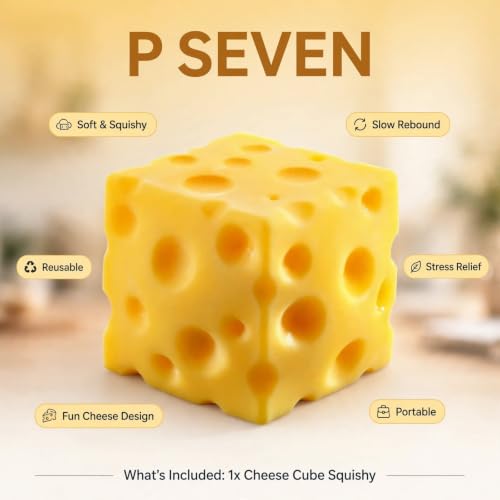 Image of P Seven Cheese Cube Squishy Toy Stress Relief Soft TPR Squeeze Toy