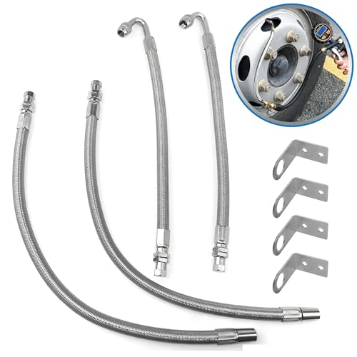 VOURTM Valve Stem Extension, 4 Pcs Dually Flexible Stainless Steel Braided Valve...