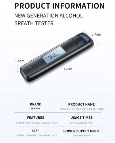 Image of E-60 Non-Contact Alcohol Breath Analyzer with LCD Display, Type-C Charging, 10-Second Rapid Results, Alcohol Measuring Device for Personal & Organizations, Drunk and Drive Testing Machine