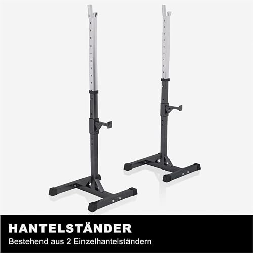Gorilla Sports® Squat Rack - Adjustable Height, Multifunctional, Non-Slip Feet, Steel, Black - Barbell Rack, Bench Press Stands, For Strength Training, Weight Lifting, Exercise, Home Gym Equipment #TOP1