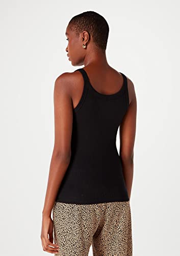 Regata Básica Feminina Modelagem Slim Em Ribana Preto M