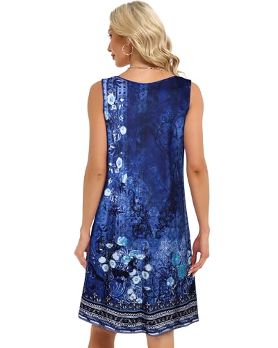 Image of elescat Womens Summer Dresses Casual V Neck Sleeveless Pockets Beach Loose Tank Sundress 2026