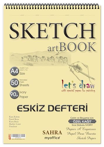 Etika Bloc de croquis Format A4 50 feuilles Reliure spirale Ivoire 90 g