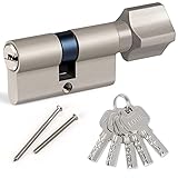 Profil-Knaufzylinder Schließzylinder 30/30 2er Set mit starker Sicherheit gegen Diebstahl und Gewalt, für alle Arten von Türen, aus Zinklegierung, mit 5 Schlüsseln hengsong