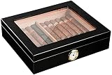 LQX Cave Cigare Humidor Cigare Cigare en Bois de cèdre avec hygromètre et humidificateur Table humidor bac Portable Cigare Espace Peut être transporté