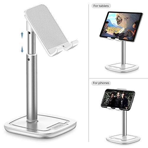 Supporto Cellulare Tablet Regolabile,JOYROOM Porta Cellulare da Tavolo per iPad PRO 9.7/10.2/10.5/12.9, iPad Air, iPad Mini, Samsung Tabs, Live Stream, E-Readers (Bianca)