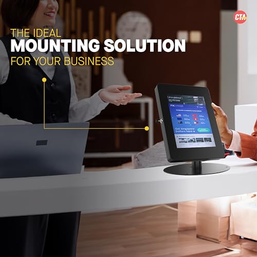 Image of Premium Retail POS Stand - CTA Upscale Tablet Kiosk Stand with 360 Rotation & Locking - for iPad 11 (A16) - Pro 11-inch M4 - Air 11-inch M3- iPad 10th Gen - Galaxy Tab & More Tablets