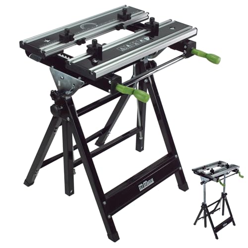 TRUTZHOLM Werkbank klappbar höhenverstellbar – Premium Multifunktionswerkbank aus Alu/Stahl, 7-Fach verstellbar, 100 kg Tragkraft, mobiler Arbeitstisch für Werkstatt & Hobby