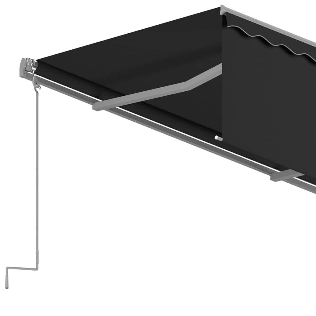 Tenda da sole manuale, retrattile, 4 x 3 m, con braccio articolato, colore antracite, protezione solare per balcone e terrazza, tenda a manovella con telaio in alluminio e tessuto in