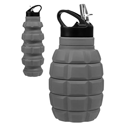 Collapsible Water Grenade Bottle, Made with BPA-Free FDA Approved Food Grade Silicone, Great