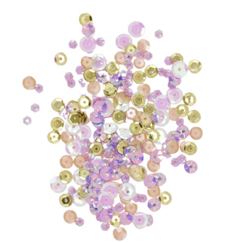 Craftelier - Violet Garden Pailletten für Bastelarbeiten, Scrapbooking und Dekorationen | Blumen- und Kreisformen - verschiedene Größen | Flieder, Gold und klare Farben