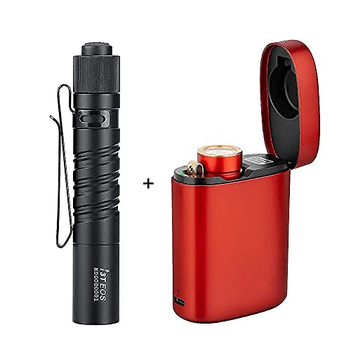 OLIGHTI3T EOS 180 Lumens Dual-Output Slim EDC Flashlight Bundle Baton3 Premium Edition 1200 Lumens Compact LED Flashlight