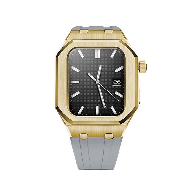 Fluororubber watchband metal protector boîtier acier pour iWatch 44 mm