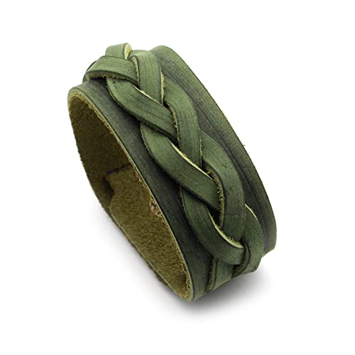 Punk Rock Braided Wide Leather Bracelet Adjustable Cuff Bracelet