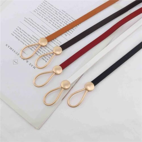 Decorative Casual PU Thin Belt Dress Belt Women Belt Knotted Belt(Black)4