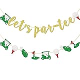 Little Man Let's Par-Tee Banner, Golf Themed Birthday Banner, Retirement Party Decor for Golf Lover, Golf Party Decorations, Gold Glitter