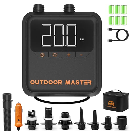 Recargable 20PSI de Alta Presión La Cachalot 2S Mini Sup Bomba Eléctrica Inteligente de Doble Etapa de Inflado Auto-Off, 12V DC Conector de Coche para Tablas Sup Hinchables