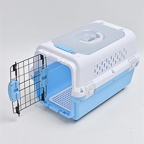 RHRQuality Reismand Kat & Hond – Stevige Transportbox met Stalen Deur – Reistas Kat XL (50 x 30 x 30 cm) – Lichtgewicht & Veilig – Blauw