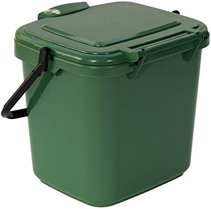 Green Kitchen Compost Caddy - for Food Waste Recycling (7 Litre) - 7L Plastic Composting Bin