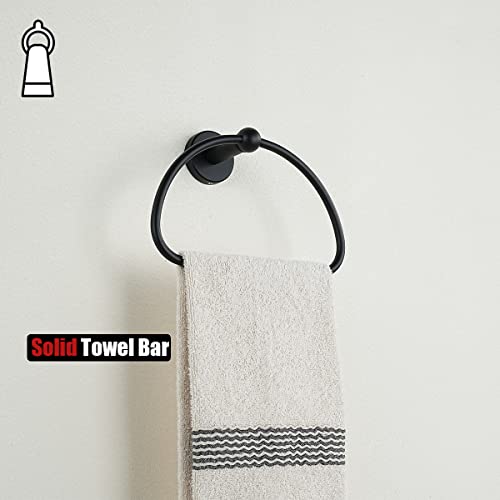 Jqk Towel Ring Matte Black, Stainless Steel Half Ring Towel Holder For Bathroom, 7 Inch Brushed Finished Wall Mount, Tr160-Pb #TOP6
