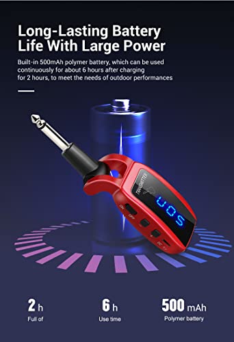 Arklove 1/4 Inchts Jack 6.35Mm Mic Microphone Wireless Guitar System Rechargeable Guitar Transmitter Receiver Set Bass Pick Up Accessaries Amp (Black) #TOP7