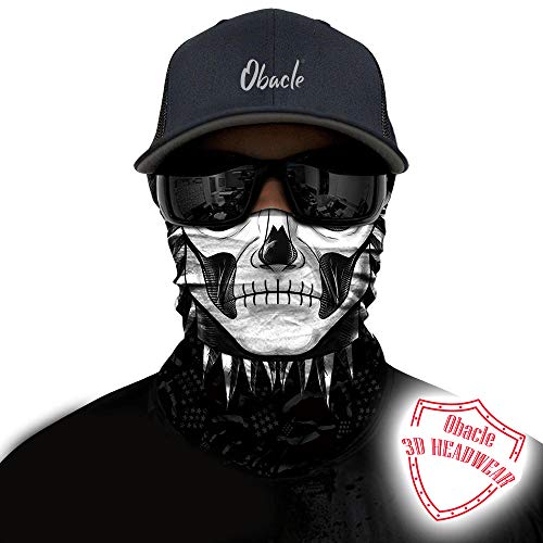 Image of Obacle Skull Face Mask Half for Dust Wind UV Sun Protection Seamless 3D Tube Mask Bandana for Men Women Durable Thin Breathable Skeleton Mask Motorcycle Riding Biker Fishing Cycling Sports Festival
