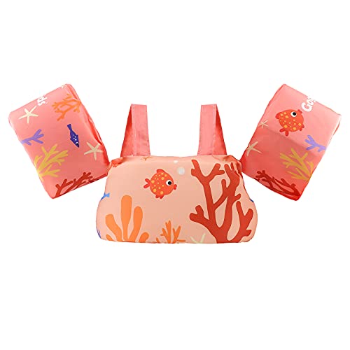 Gogokids Kids Swim Vest, Toddler Floaties For 20-30-40-50 Lbs/2-6 Year Old Girls And Boys, Swimming Arm Band, Pool Float Jacket With Water Wings And Shoulder Strap #TOP4