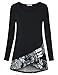 Timeson Long Tunic, Women's A Line Floral Tunic Casual Comfy Long Tunic Tops Black XL