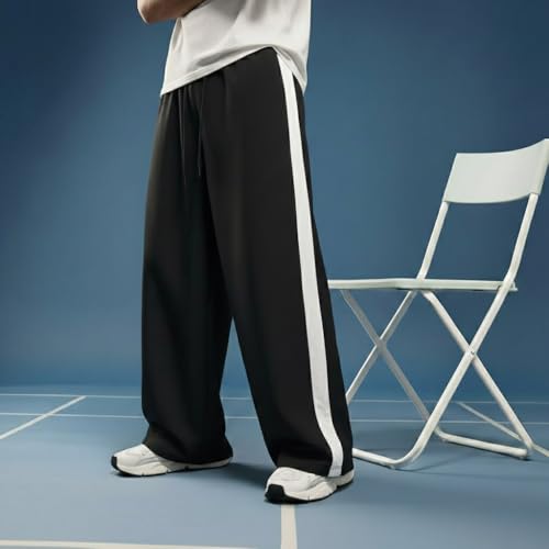 Image of dockstreet Straight Wide fit Long Length Open Bottom Jogger for Men /Trending Multi Pocket Style, Relaxed Casual Pants for Men