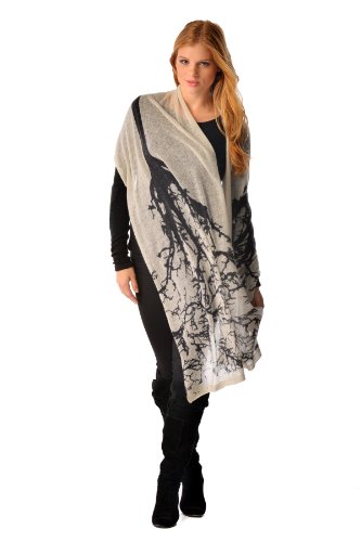 Cashmere Boutique 100% Pure Cashmere Shawl Women - Knitted, Soft, Luxury Lightweight, Tree Print Shawl - 22" x 76"3