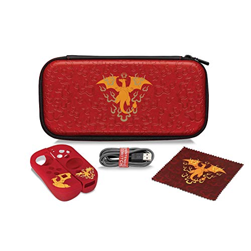 PDP Gaming Pokemon Charizard Element Starter Kit | Travel Case, Joy Con Guards: Charizard - Nintendo Switch