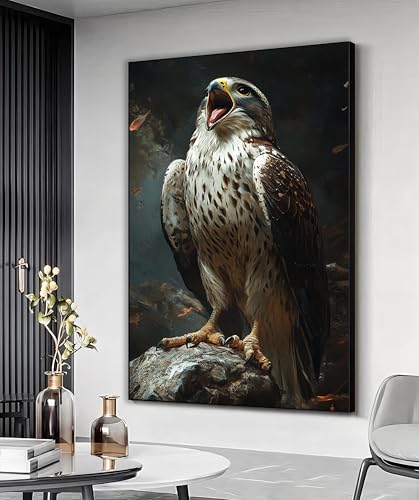 Peinture d'oiseau grand format pour habiller un grand mur blanc vide