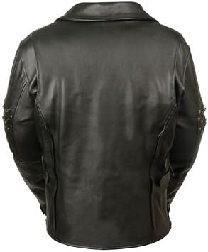 WOMEN'S MOTORBIKE MOTORCYCLE FITTED BELTLESS LEATHER JACKET W/ RIVET DETAILING (XS Regular)