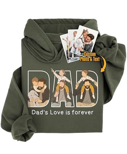 Custom Dad Hoodie Sweatshirt Shirt with Photo Text, Personalized Fathers Day Sweatshirt for Dad Custom Sweatshirts Men