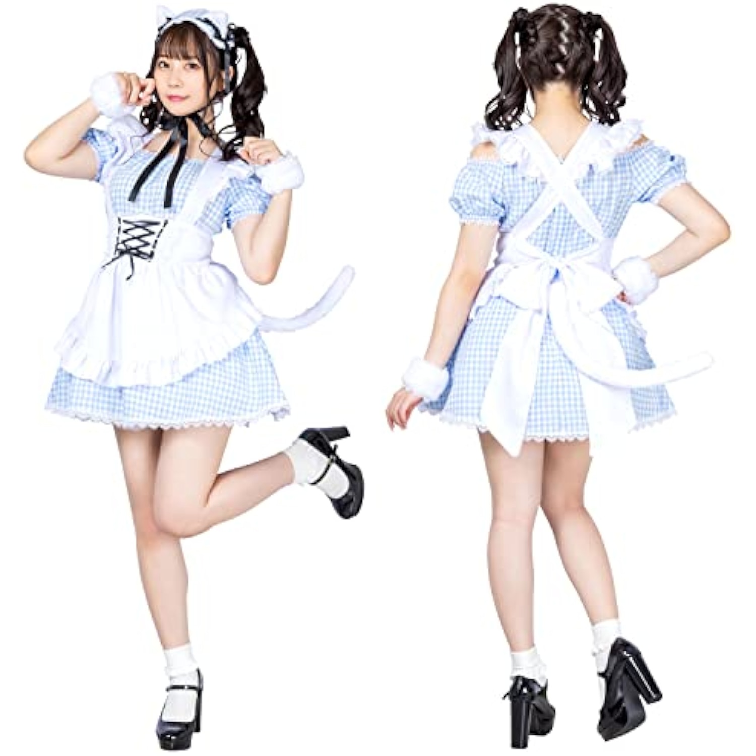 クリアストーン(Clearstone) リリカルパレット コスプレ ハロウィン ギンガムねこメイド レディース ブルー 詳細画像3