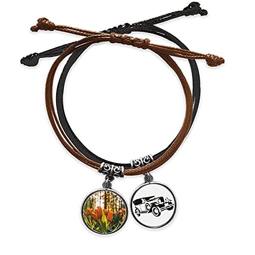 La fleur bracelet corde main chaîne bracelet cuir minibus pour style bohème