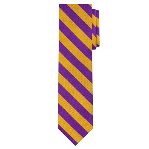 Jacob Alexander Stripe Woven Men's Reg College Bar Stripe Tie - Purple Gold